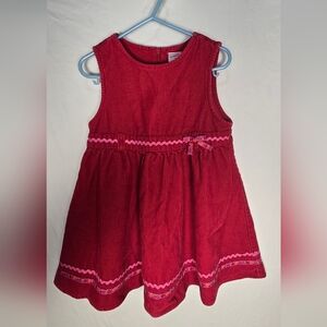 Gymboree Red Corduroy Dress with Pink Trim Rickrack Ribbon Size 3T